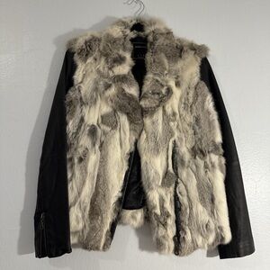 Women's Rabbit Fur and Leather Jacket